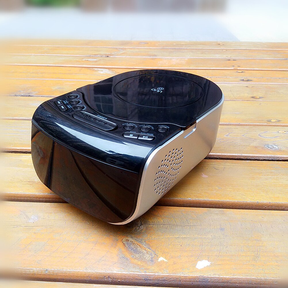 Portable Home Audio CD Player FM Radio Built-In HiFi Speakers With LCD Screen Display FM Radio Support Timing Boot & Alarm Clock: Default Title