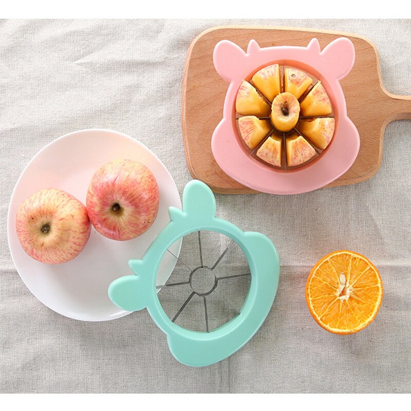 Trancheuse à fruits en acier inoxydable, dessin animé mignon, artefact de fruits, outil de retrait du noyau, pratique, coupe facile, cuisine