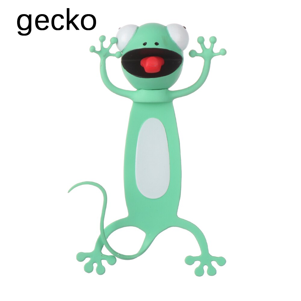 Marcapáginas de lectura de estilo Animal de dibujos animados en 3D, marcadores divertidos de PVC, suministros de papelería escolar, marcapáginas de para niños: gecko