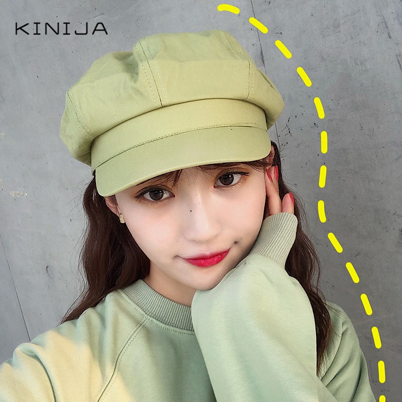 Kvinnlig platt basker vår höst tunn sektion söt åttakantig hatt söt shopping resor vild hatt målare hatt kvinnor tidningspojke keps