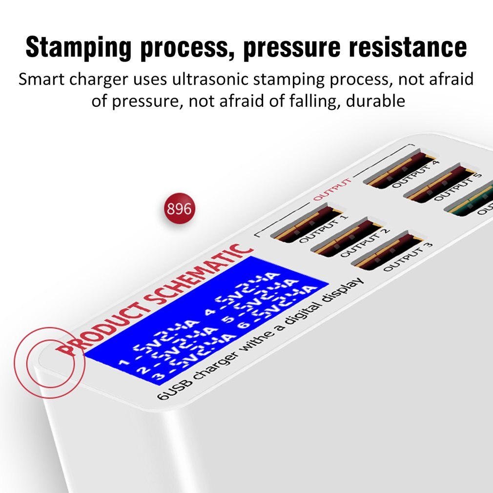 Lcd Multi Snelle Usb Lader Lading Meerdere 6-Port Usb Telefoon Opladen Station Universele Usb Hub Smart lader