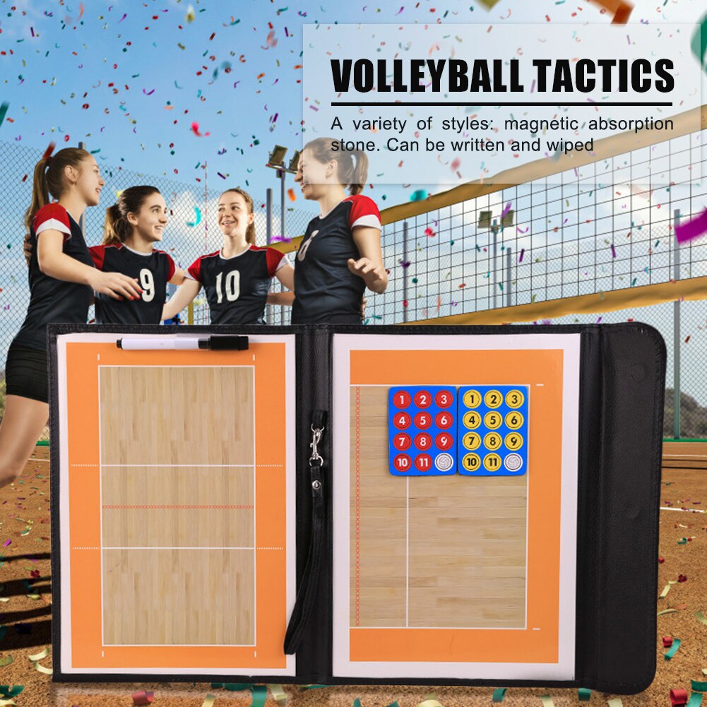 Magnetische Oefening Commando Board Magnetische Volleybal Coaching Boards Droge Wissen Met Lederen Cover Markers Pen