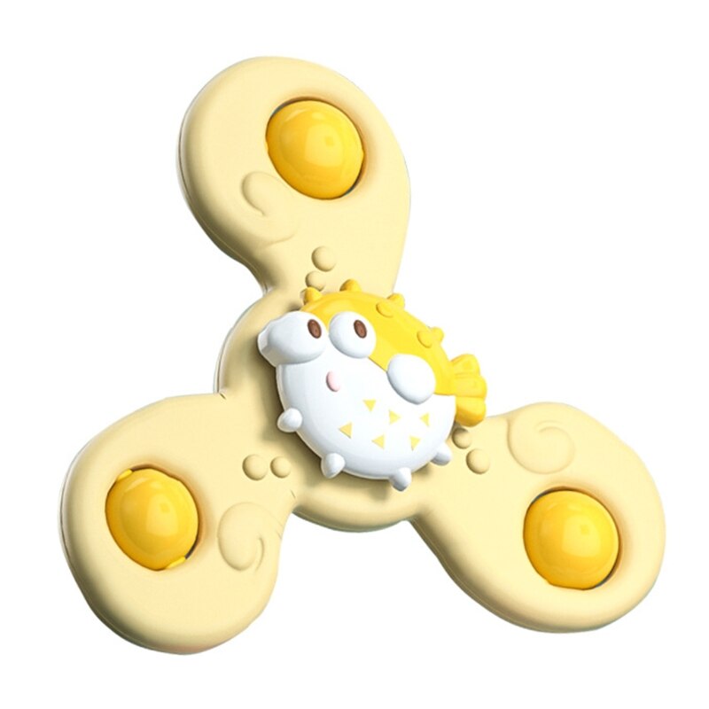 Spinning spinner bath toy, bathtub suction cup spinning educational water play toy, bath shower high chair toy for infant: Yellow
