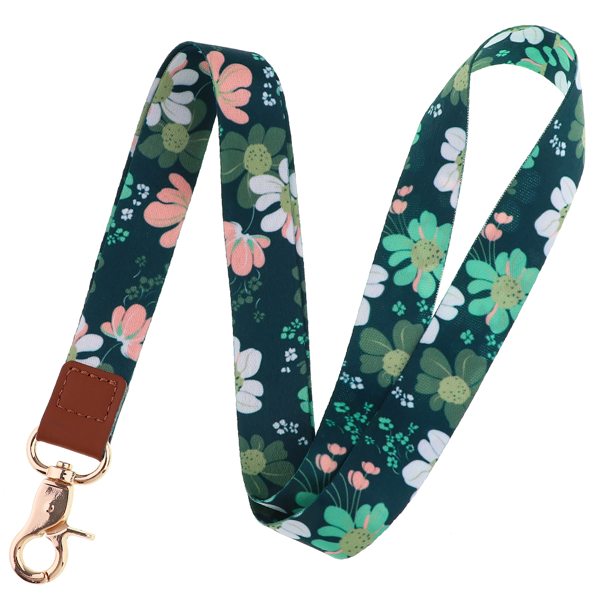 Lanières de cou à petites feuilles pour clés, carte d'identité, sangles de téléphone portable, porte-badge USB, corde suspendue pour téléphone à faire soi-même, lanière à fleurs: Army Green
