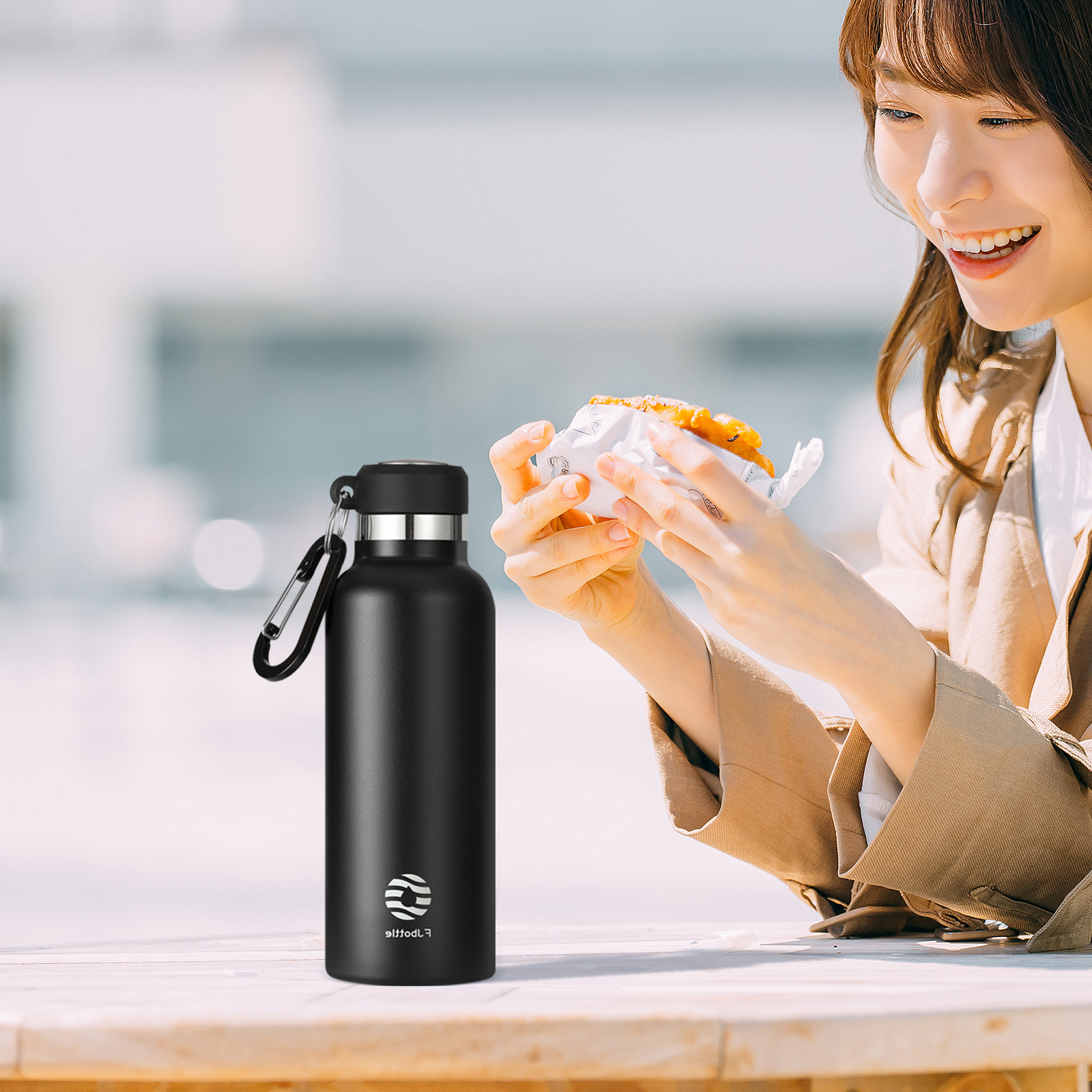 FEIJIAN Termo Botella de agua portátil Taza térmica de acero inoxidable Frasco a prueba de fugas Mini 500 ML/600 ML