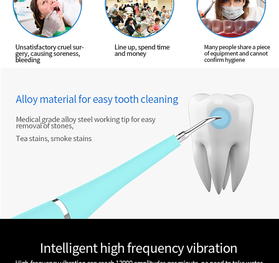 Sonic dental scaler ultralyd tandstensfjerner usb ladning elektrisk tandlæge blege tænder pletter tandsten mundplejeværktøj#f -5