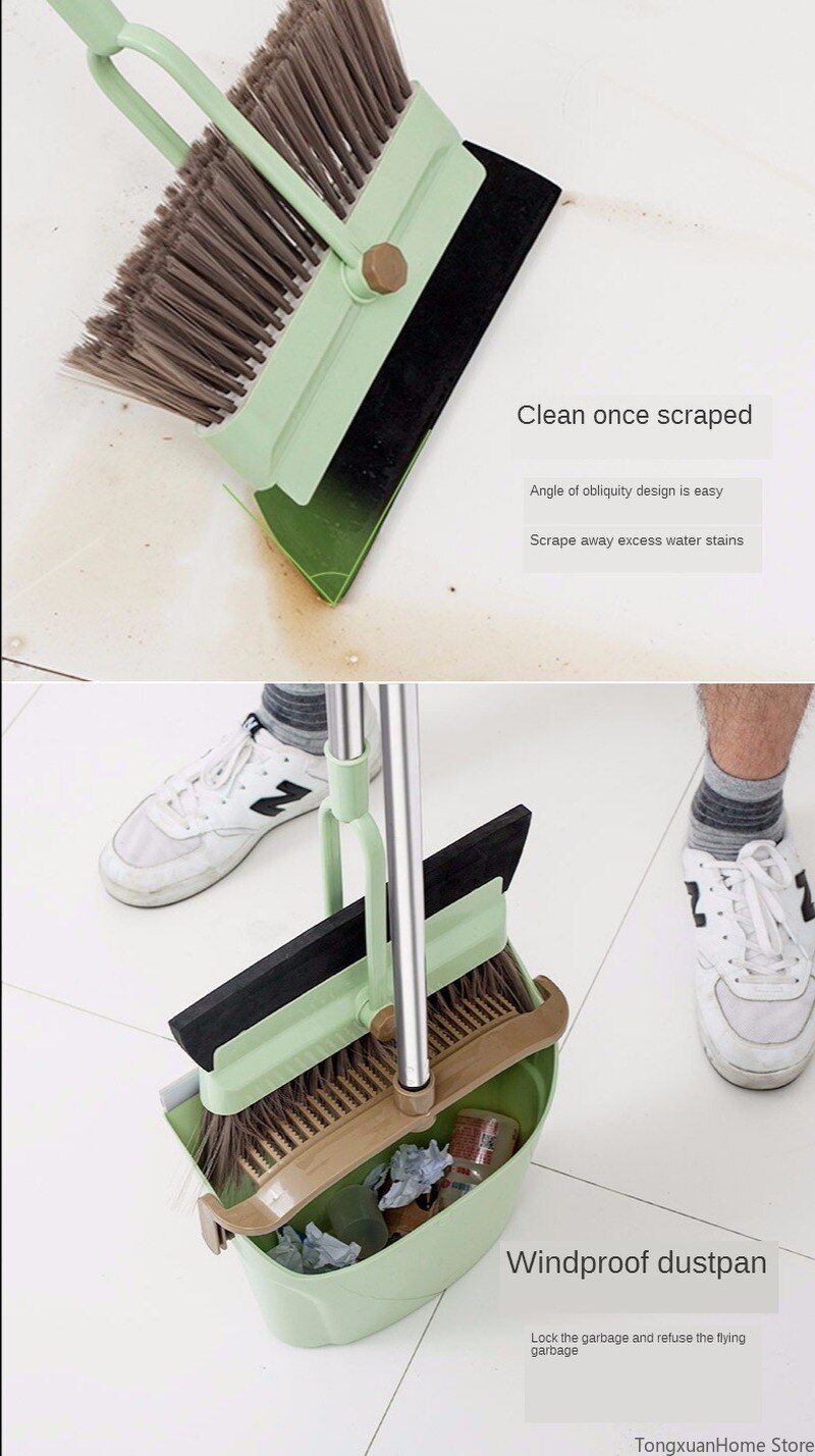 Broom Dustpan Cleaning Kit Multi-Function 2-in-1 Broom Windproof Dustpan Cleaning Floor Hygiene Durable Cleaning Tool