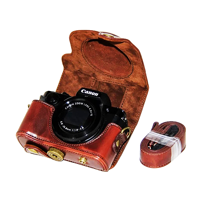 Full body Fit PU leather digitale camera case bag cover voor Canon Powershot G5X G5 X Met Riem