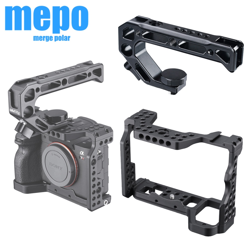 A7R IV Aluminum Alloy Camera Cage for Sony A7R4 Sony A7R iv w/ Cold Shoe Mount Arri Positioning Hole 1/4 3/8 Thread Handle Grip