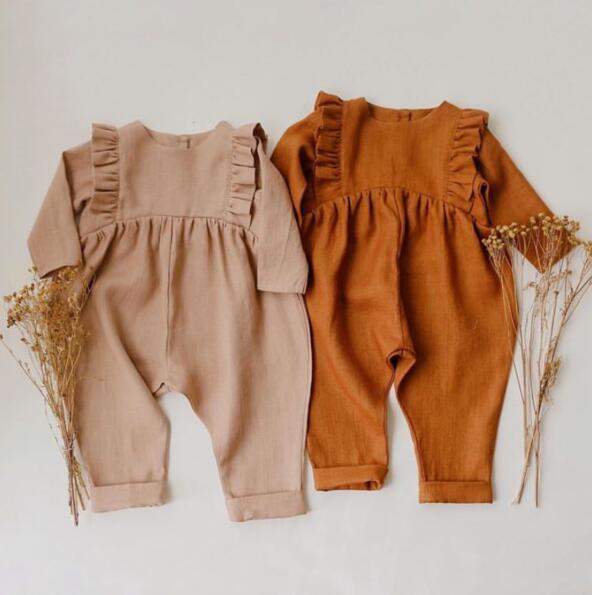 Baby Romper Herfst Winter Jongens Meisjes Leuke Vlas Lange Mouw Jumpsuit Baby Baby Mode Kleding