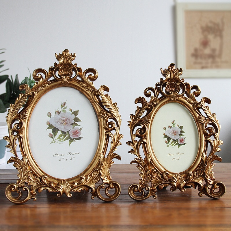 European Antique Old Elliptic Resin Home Staircase Classical Photo Frames Picture Frames Framework for A Photo