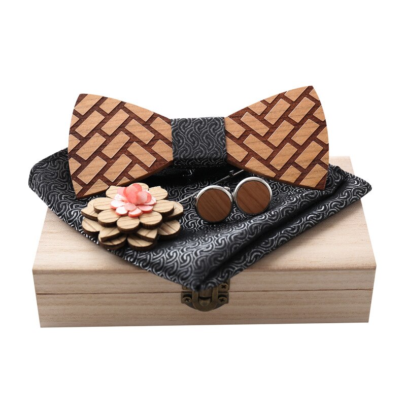 Houten vlinderdas voor heren, unisex, uitgehold, gesneden, retro stropdassen, verstelbare band, vintage vlinderdas: M3307-a12