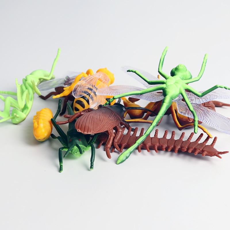 10 stk mini simulation insekter model guldsmede myre bi skorpion tusindben cikade græshoppe uddannelse legetøj børn