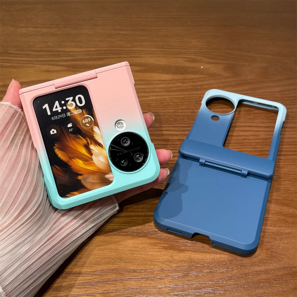 Opvouwbare hoes met kleurverloop en scharnierbescherming Telefoonhoesje voor OPPO Find N2 N3 Flip Cover Schokbestendig omhulsel