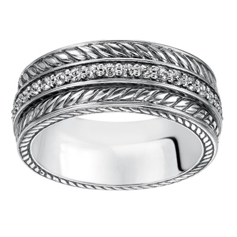 Huitan Classic Round Women Ring Unique Herringbone Pattern Wedding Engagement Party Gorgeous Bridal Ring Versatile Ring: 9