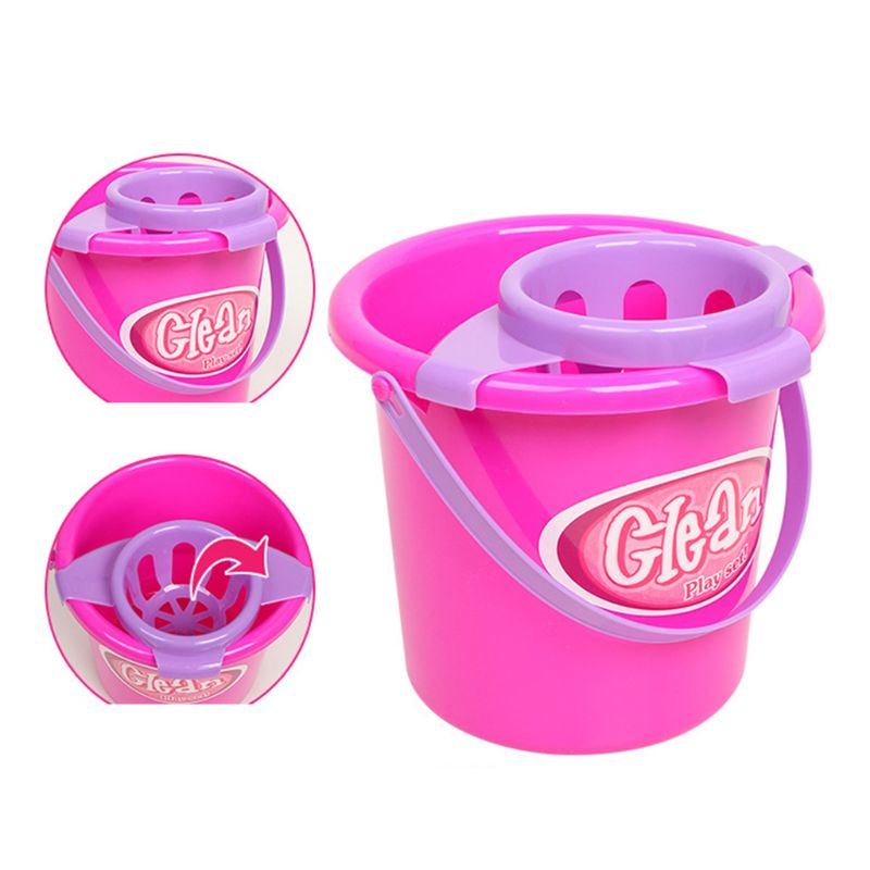 Cleaning Play Set Kids Role Play 6 Piece Broom Mop Bucket Dustpan