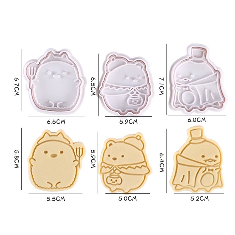 3Pcs Cookie Stempel Biscuit Mold 3D Plunger Halloween/Kerst Cookie Cutters Diy Bakvorm Kerst Formulieren Voor cookies: halloween B style