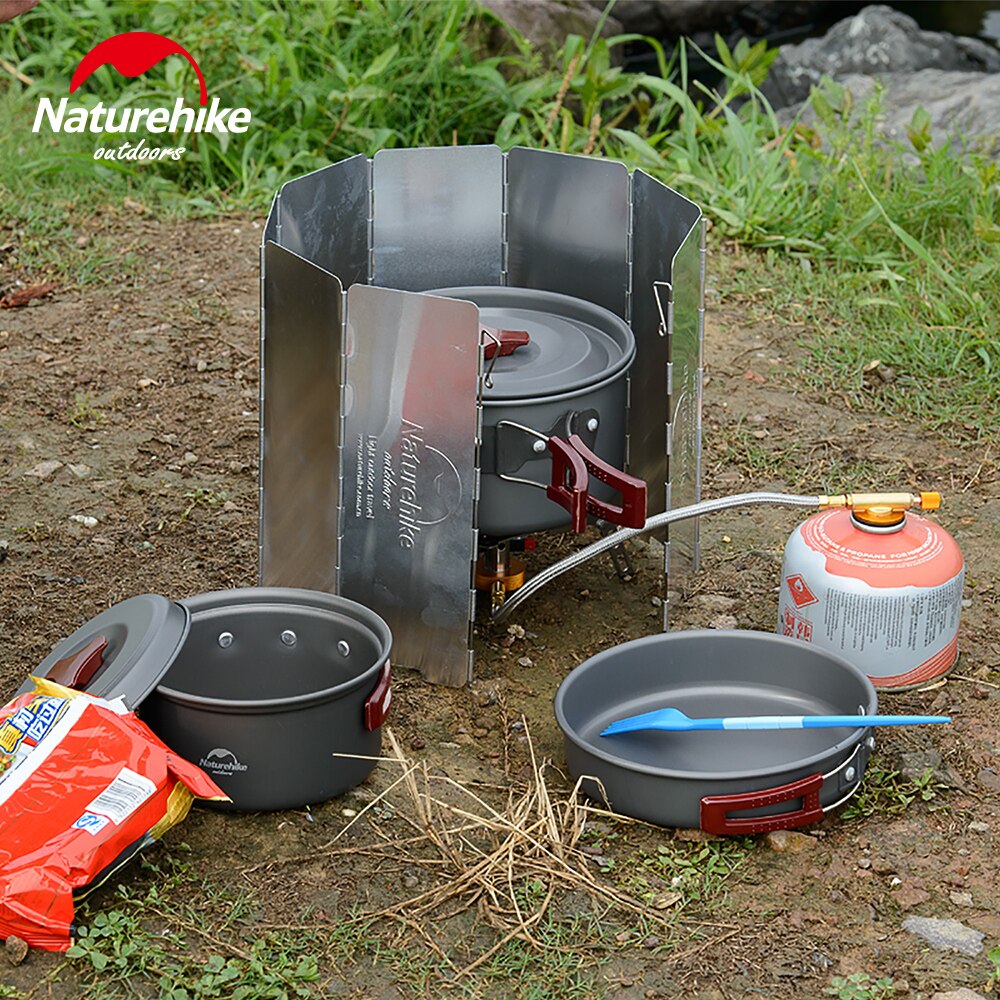 Naturhike draussen Liefert Camping Töpfe Kochen Utensilien 8 Platten Faltbare Wind Schild Für Camping Kocher