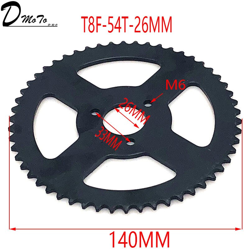 38 44 54 64 74 tand 38t 44t 54t 64t 74t t8f 35mm baghjul mini moto atv quad dirt pit pocket bike cross 47cc 49cc dele: T8f-54t-26mm