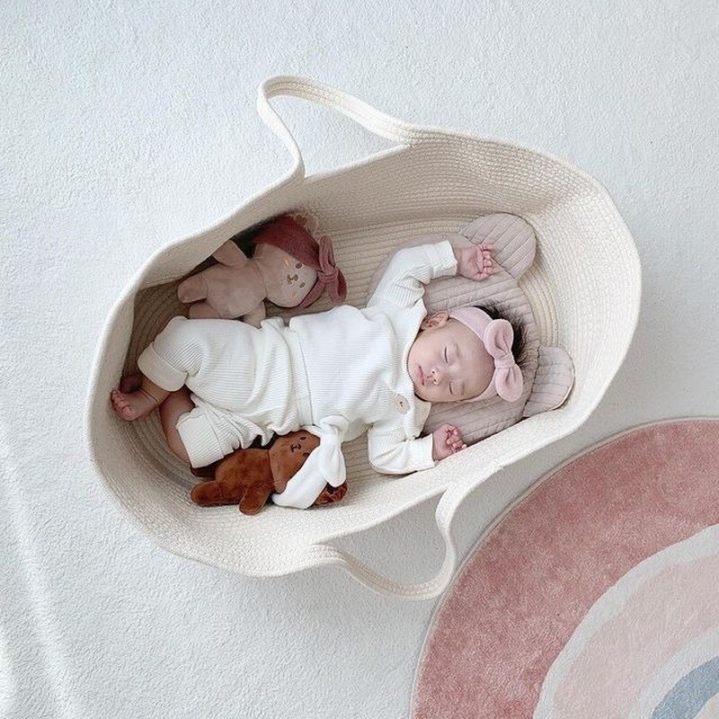 Cesta de dormir tejida para bebé, nido portátil para recién nacido, cama para dormir al aire libre, cuna infantil
