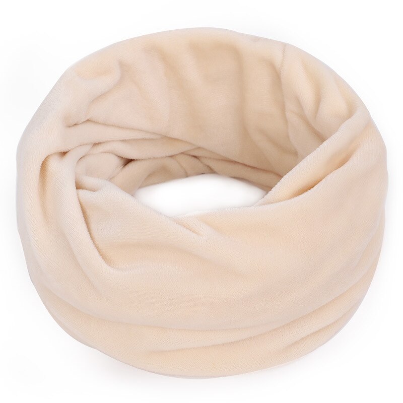 Unisex efterår vinter drenge piger kvinder mænd varme fløjl tørklæder børn tyk elastik lydpotter børn halsvarmer ring baby tørklæde: Beige