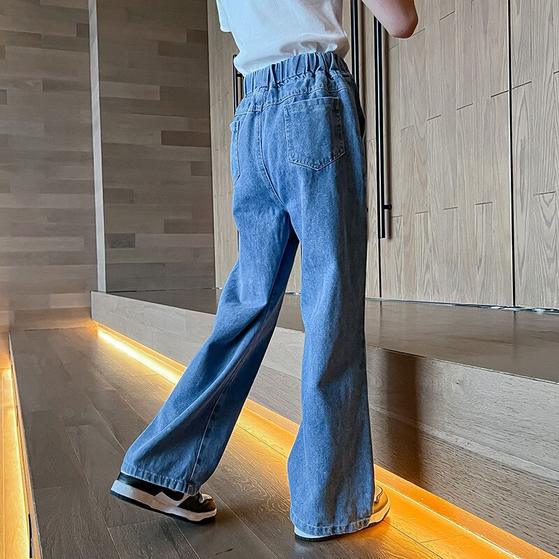 Pantalones vaqueros de pierna ancha para niñas, Jeans rectos con botones, holgados, informales, a la , para adolescentes, primavera 2022