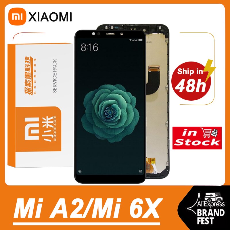 100% originale 5.99 &#39;&#39;sostituzione Display per Xiaomi Mi A2 MiA2 LCD Touch Screen Digitizer Assembly per Mi 6X LCD parti di riparazione