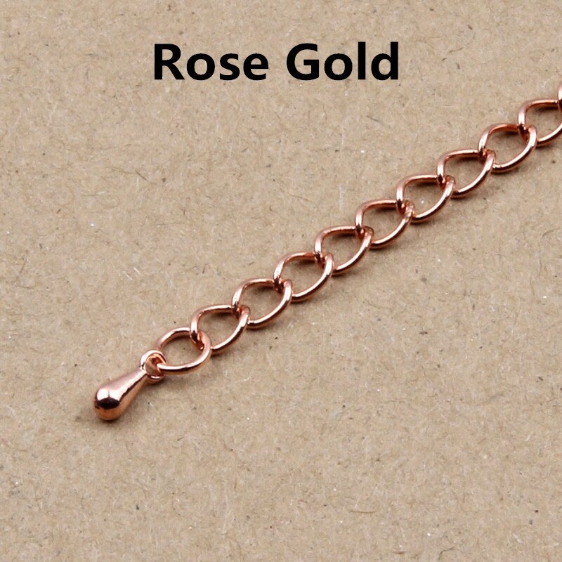 20 unids/lote 50mm extendido extensión cola conector de cadena para hacer joyería pulsera collar Diy suministros: Rose Gold