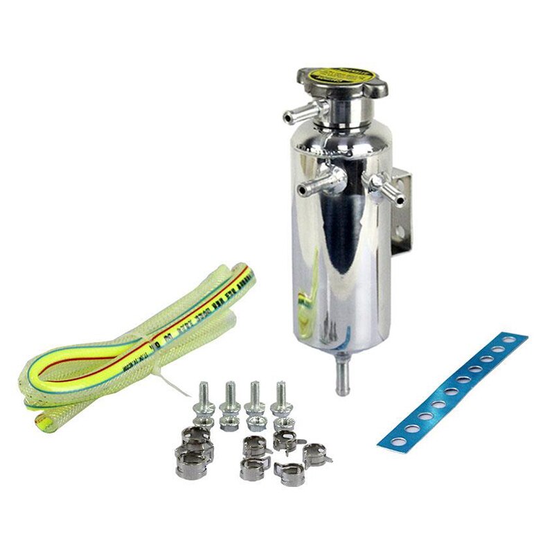 Universal Car Engine Radiator Cooling Water Aluminum Catch Can Coolant Tank Bottle Reservoir: Default Title