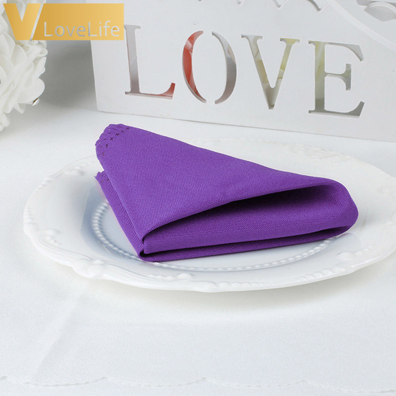 100 Stuks 30*30cm Servet Polyester Tafelkleden Vele Kleuren 12 "x 12" Doiner Wedding Party thuis Tafeldecoratie: Purple