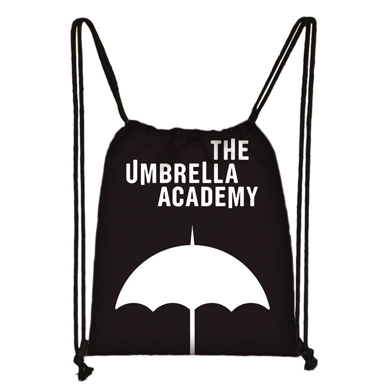 The Umbrella Academy-mochila con cordón 3D para niños y niñas, morral estampado, informal, de uso diario: 002