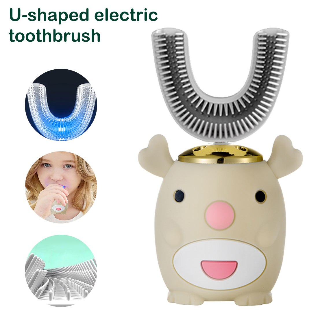 Electric Toothbrush Smart 360 Degree Kids Tooth Brush USB Rechargeable Automatic Ultrasonic Tooth Brush Cartoon Pattern Children