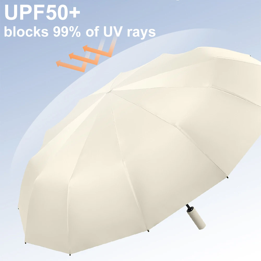 Parapluie renforcé à 24 os, parapluie d'affaires solide et Durable résistant au vent pour hommes, parapluie de protection solaire Anti-UV pour femmes ensoleillé