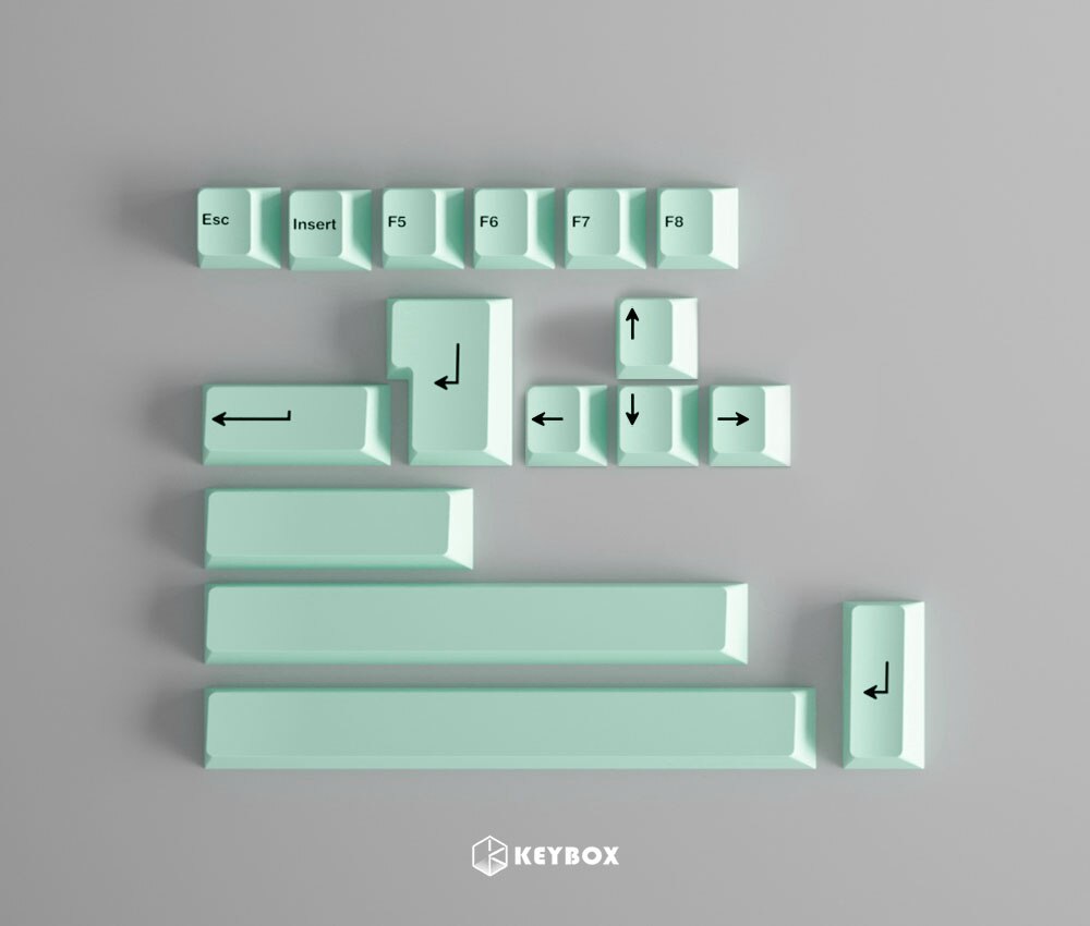 GeekArk BOW BPT Plain White Accents Colorful Keycaps Sublimation Cherry Profile Keycaps: Mint Green