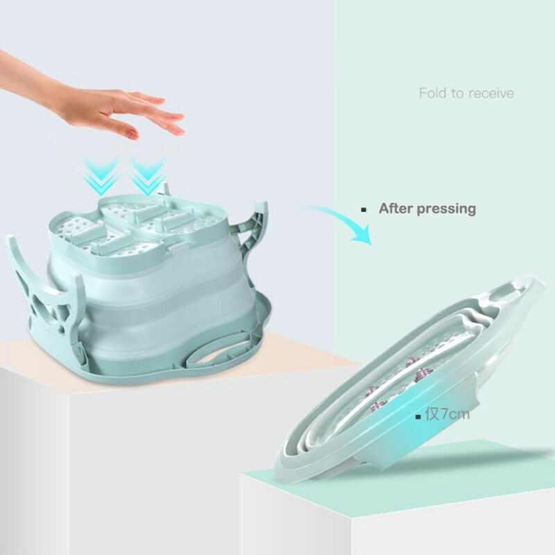 Fotbalja hopfällbar spa pedikyrhinkar vattenbalja massagebad blötlägga fötter behållare tjock robust plastfat