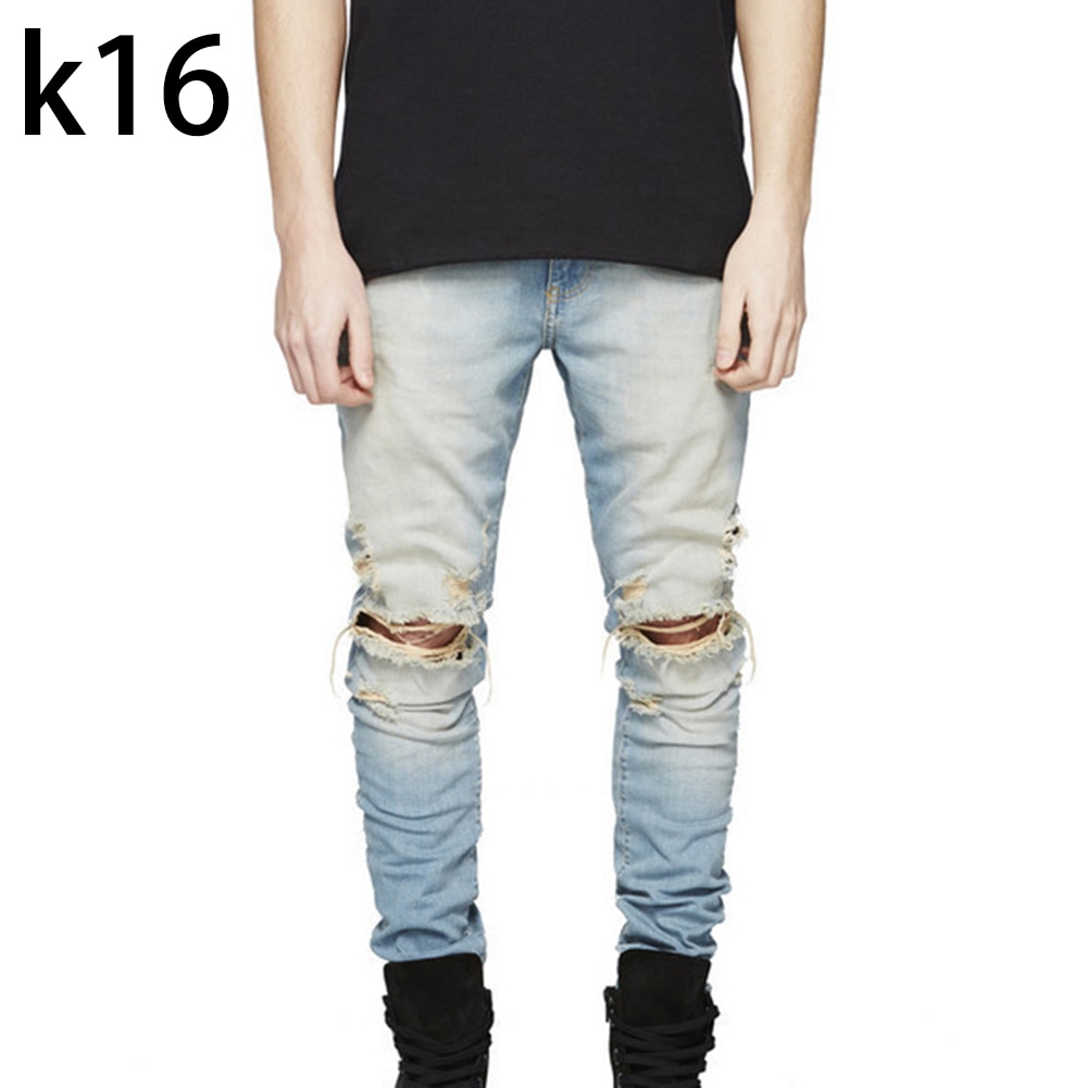 Jeans til mænd bukser ødelagt ripped slim jeans skinny denim bukser til mænd stretch lange bukser mænd jeans hommes jeans
