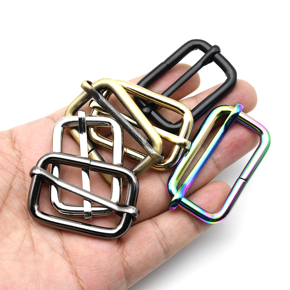 Metaal verdikte lederen tas Rugzak Schouderriem Riem Rechthoek Tri-glide Passen Roller Pin Gesp Slider O-ring