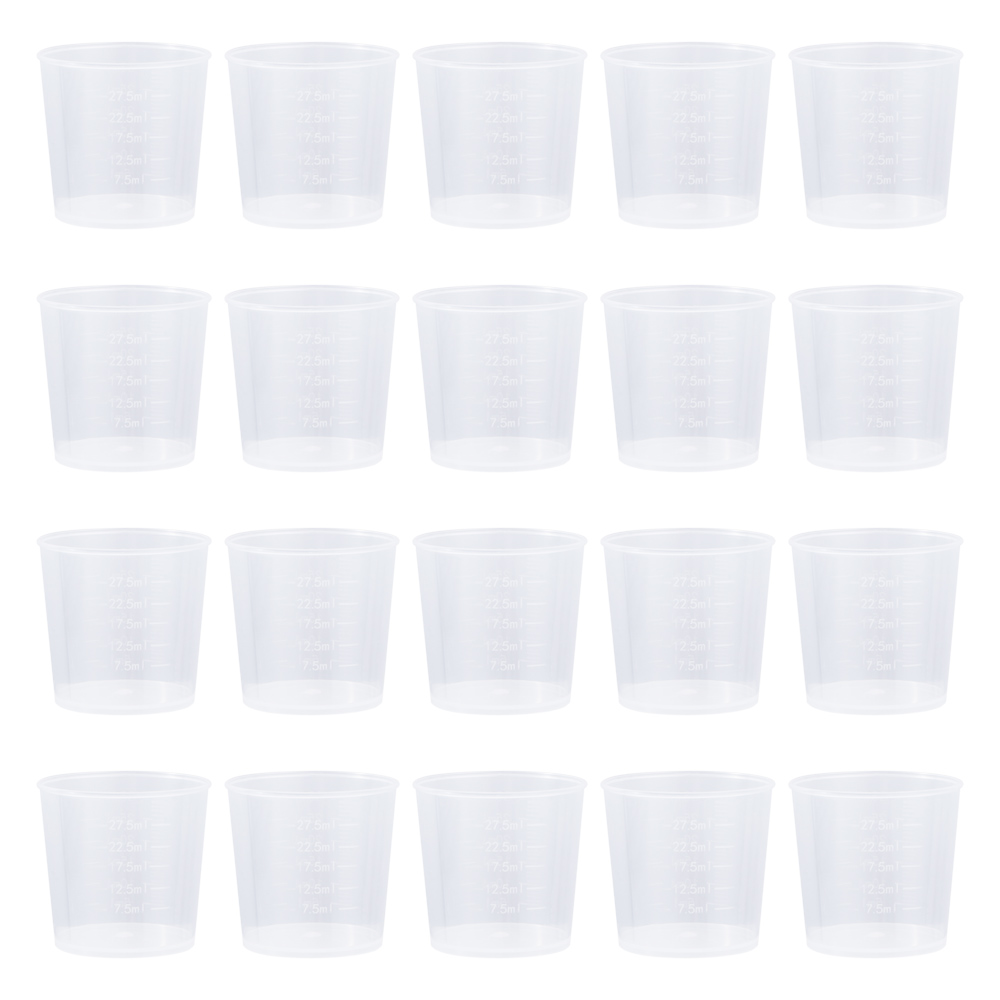 Vasos medidores transparentes de 30ml, contenedor de líquido, báscula, vaso graduado de plástico, suministros de laboratorio para pintura epoxi, 20 Uds.: Default Title