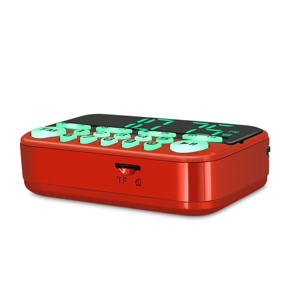 F-14 Portable Mini FM Radio Stereo Speakers Music Player Dual Band Receiver FM 87.5-108MHz Backlight button Clock