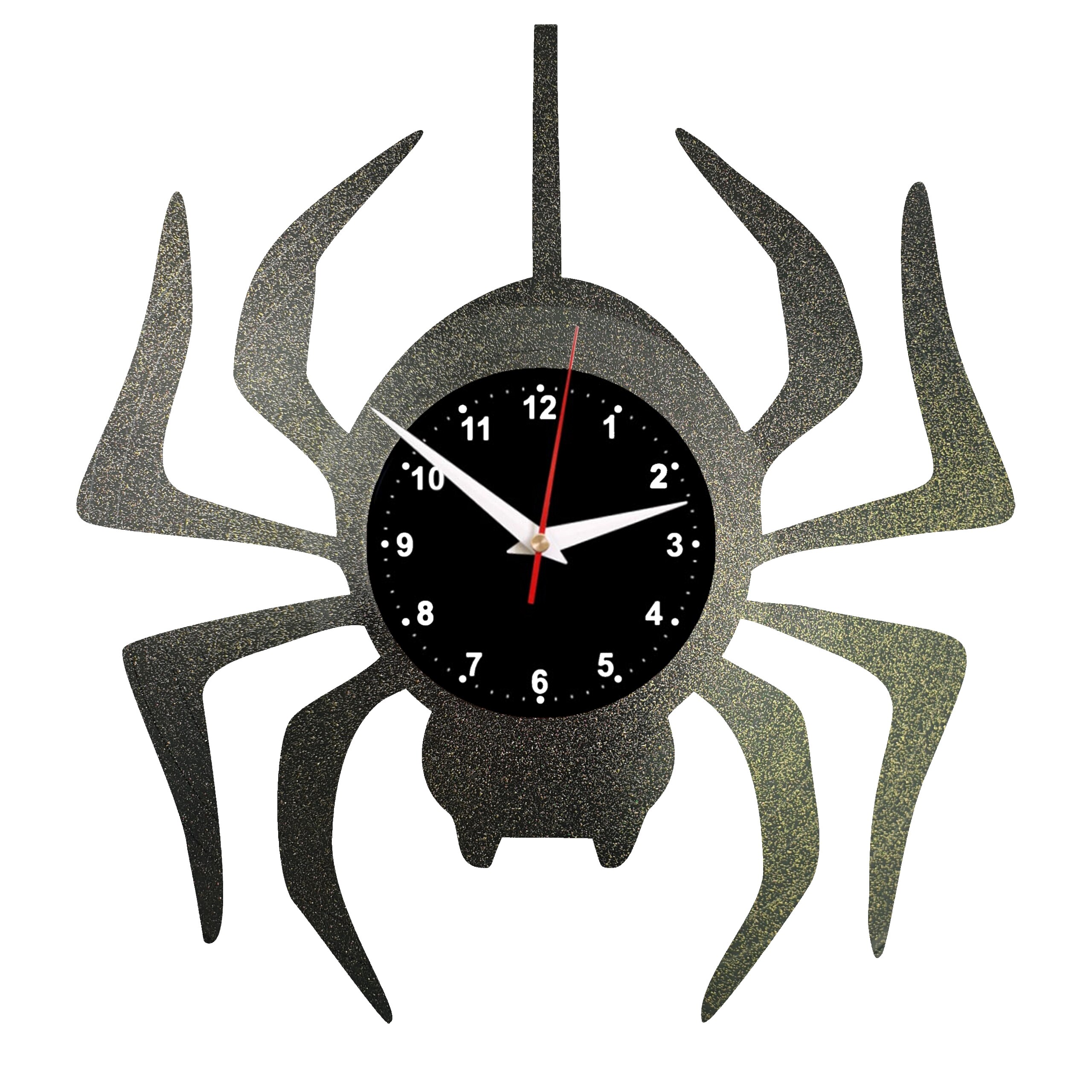 Reloj de pared de araña reloj Retro de vinilo hecho a mano Vintage estilo habitación decoración del hogar gran reloj de