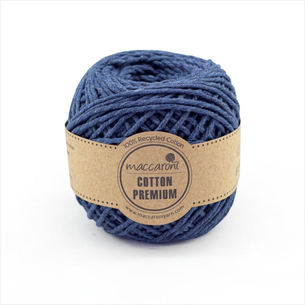 Macaroni bomuld premium macrame garn enkelt snoet 1 mm: Blå