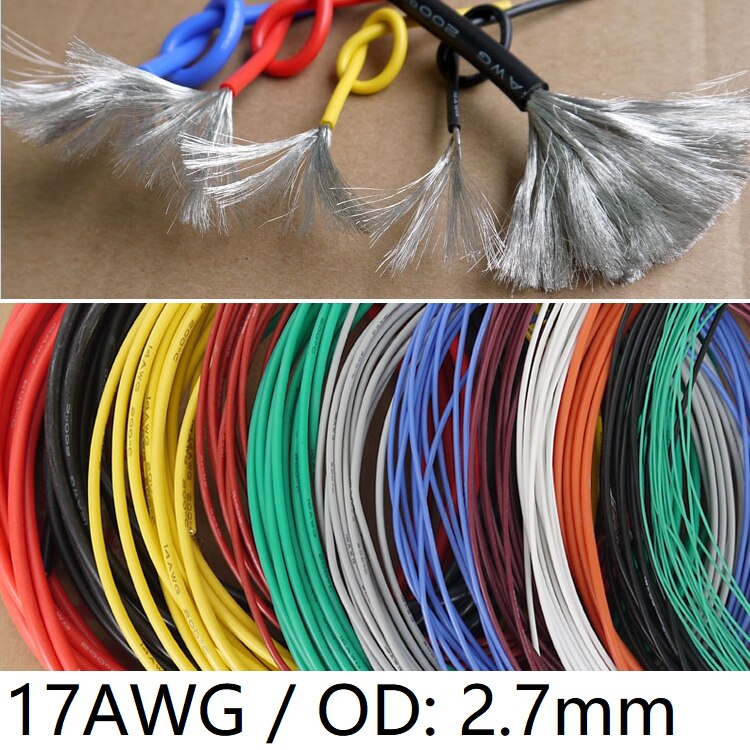 17AWG Silicone Gel Rubber Wire OD 2.7mm Flexible Cable High Temperature Insulated Copper Ultra Soft Electron DIY Line Colorful