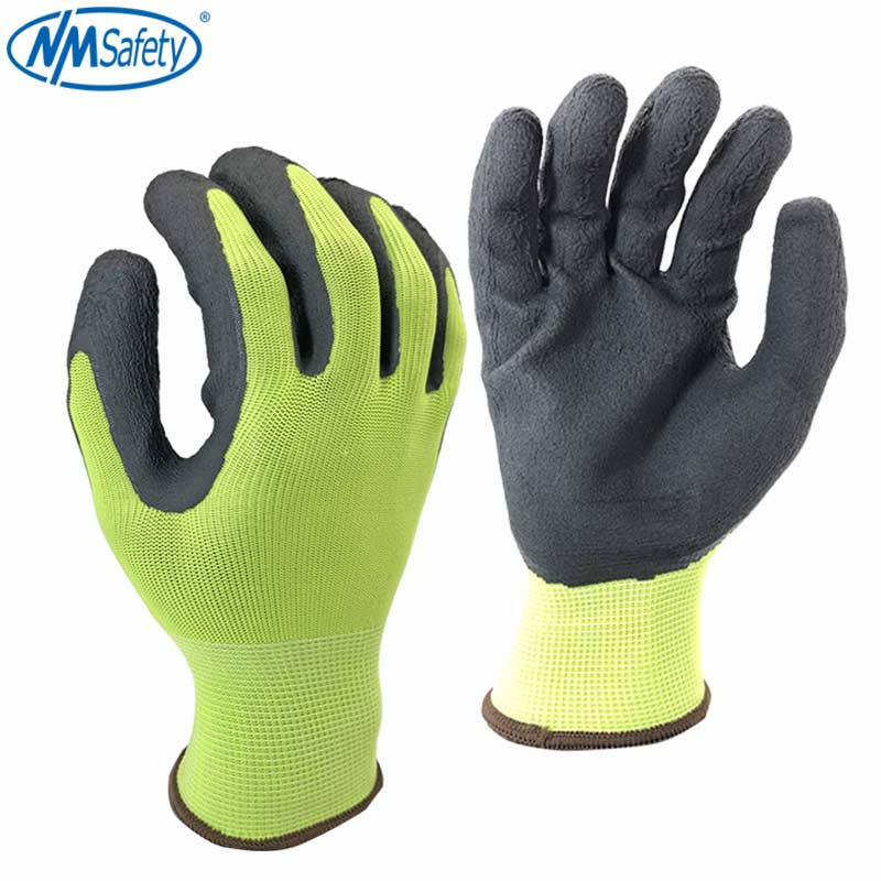 NMSafety 12 Pairs Veiligheid Werkhandschoenen Mannen of Vrouwen Polyester Black Foam Latex Handschoen Werk