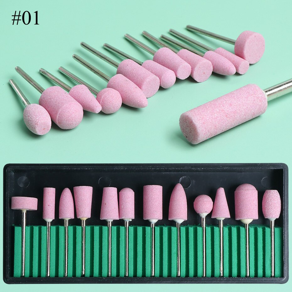 Diamond Ceramic Nail Drill Bits Rotate Burr Milling Cutter Manicure Pedicure Polishing Tools Electric Machine Accessory JI1560