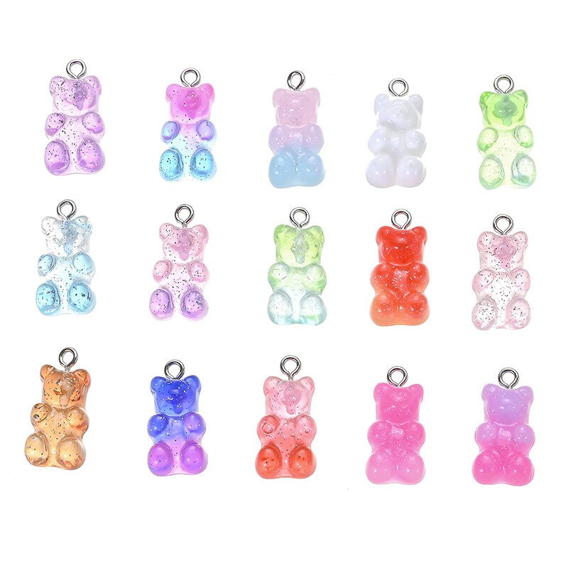 10 Stck Süssigkeit Bär Nette Harz Reize DIY Patch Erkenntnisse Gummy Ohrringe Keychain Halskette Anhänger Schmuck Dekor Zubehör