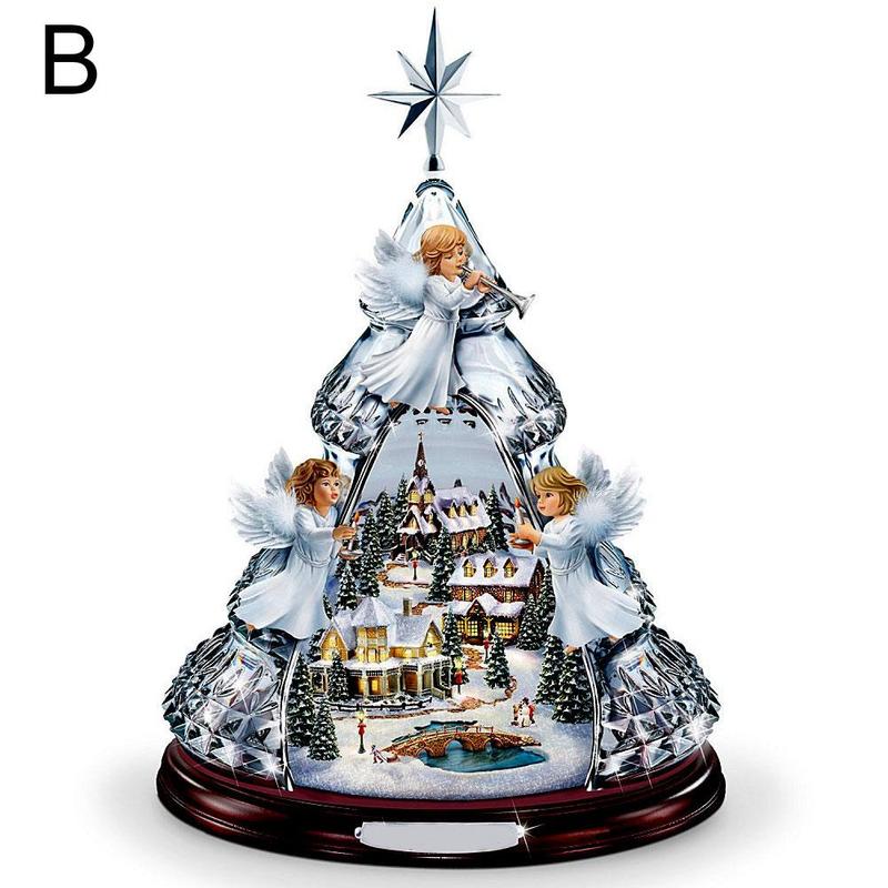 Christmas Wallpaper Tree Rotating Sculpture Train Decorations ornament Create Stickers festival atmosphere Paste Window Pas O9G5: B