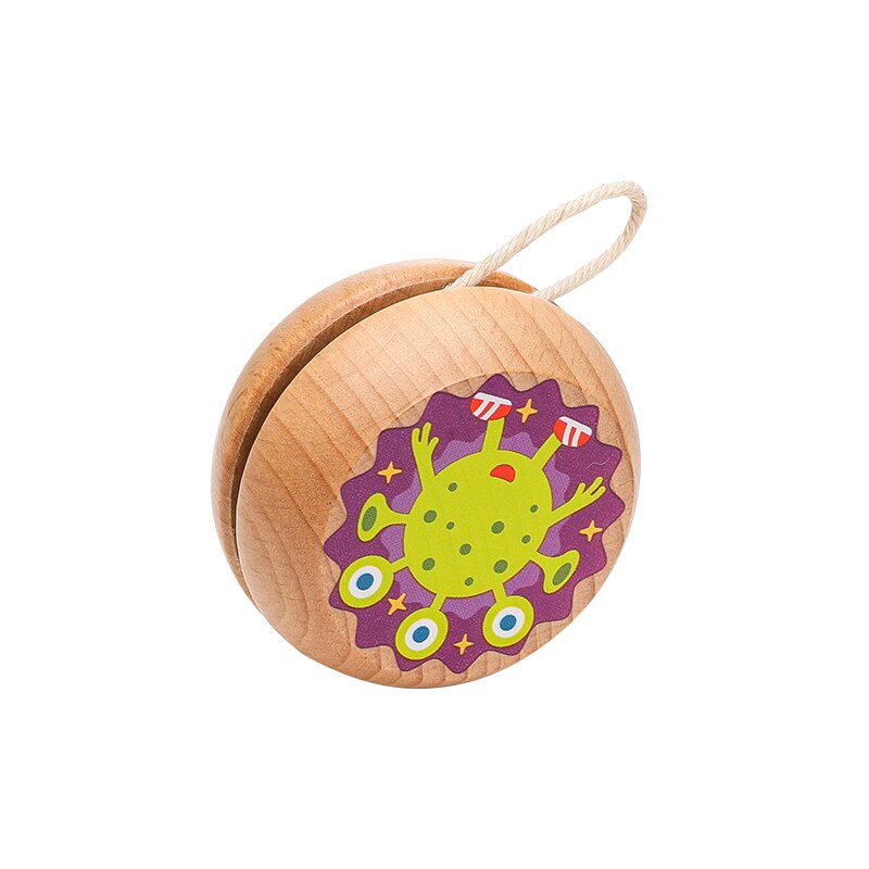 1Pc Small Size Children Wooden Yo-yo Ball Colorful Different Pattern Funny Toys Kids Classic Rope Toys Hand Trainning Kid: 14