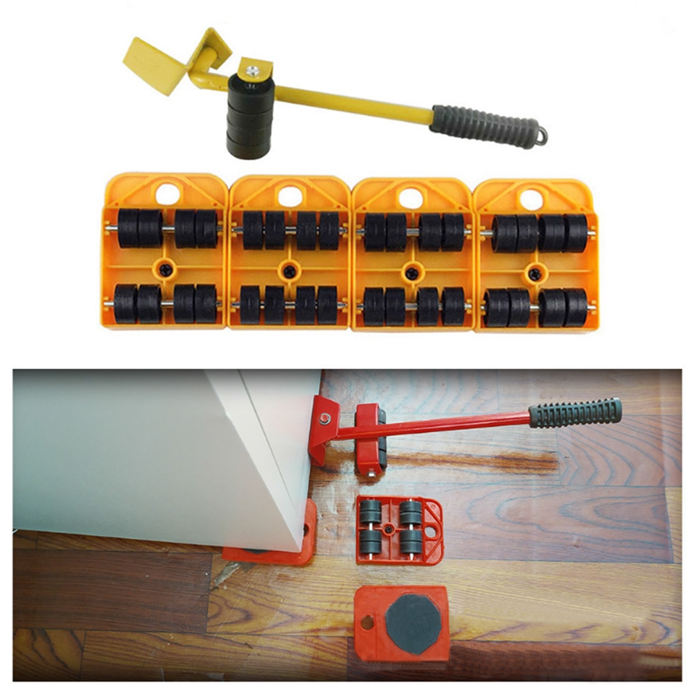 5 Pcs Set Furniture Lifter Moving Sliders Roller Set Heavy Furniture Roller Move Tools,Max Up for 150KG,360 Deg Rotatable Pads