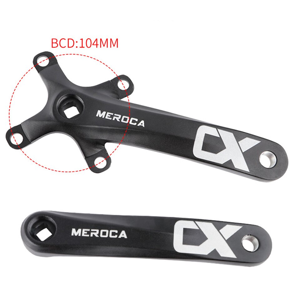 MEROCA Bicycle Crank Chainwheel 104BCD MTB Bike Crankset Aluminum Alloy with Bottom 170mm Crank Black 32/34/36/38/40/42T Plate