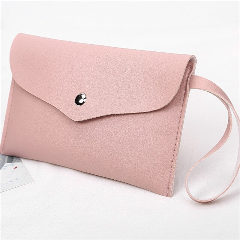 Bolso largo sencillo con portatarjetas para mujer, bolso de mano de negocios, bolso de para mujer, Negro, Rosa, Color sólido, bolso de mano para mujer